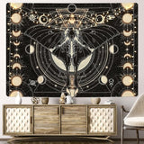 Wandtapijt Zwart Wandtapijt Zon Maan Wandtapijt Natuurlijke Horoscoop Wandkleed Decoratief Wandtapijt voor Slaapkamer 150 x 130 cm