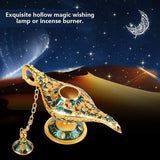 Aladdin Lamp, Metal Carved Hollow Legend Lamp Hollow Aladdin Magic Genie Light Desired Pot Decoration