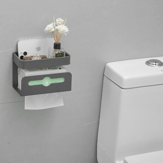 Zelfklevende badkamer hoekplank met deur - toiletpapier gezicht wassen cosmetische opslag zwart geen boren aluminium