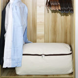 2 STUKS Duurzame Dikke Zachte Ademende Canvas Opbergzakken Organisator voor beddengoed, dekbedden, kussens, dekens, kleding, 65x47x22cm, Beige