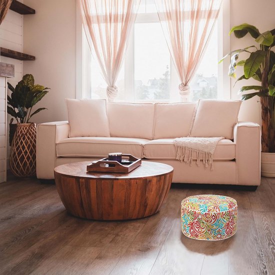 Opblaasbare kruk - kleurrijke kruk binnen en buiten -50 * 23 cm gebreide kruk waterdicht gemaakt van polyester en PVC voor tuinzwembad woonkamer -Corinthian Dapple