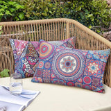 Pack of 4 Waterproof Cushion Covers Cotton Linen 30 x 50 cm Waist Pillowcase Sofa Cushion Retro Mandala Cushion Cover for Home Sofa Outdoor Garden Living Room Bedroom 12 x 20 Inches