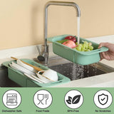 Set van 2 gootsteenzeefjes, afdruiprek voor huis en keuken, ideaal voor het wassen van fruit en groenten of kan worden gebruikt als noodle-gootsteenzeef, BPA-vrij (17 W x 37 - 49,5 L x 8 H) cm -