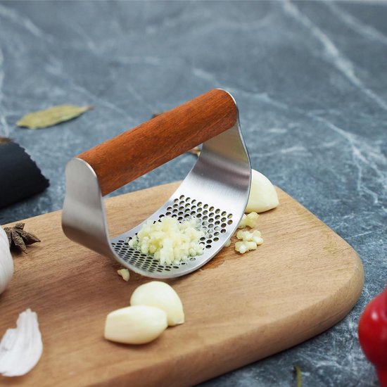 Garlic Press Stainless Steel Garlic Press Rocker with Wooden Handle Garlic Rocker Stainless Steel Garlic Press Kitchen Aid