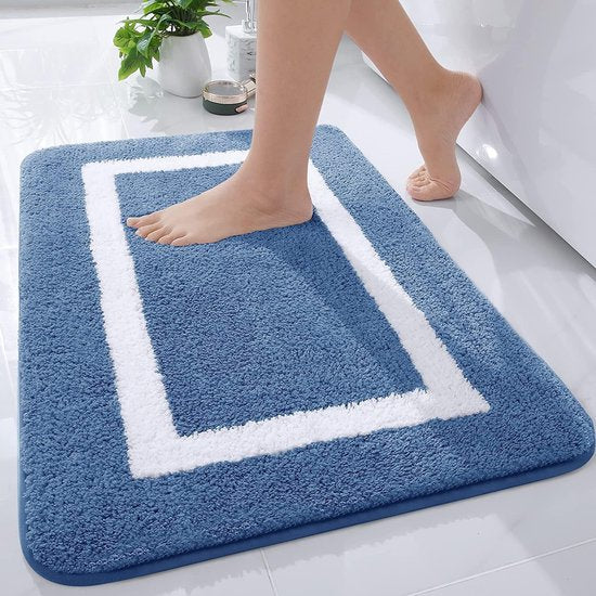 Badkamertapijt, badmat, antislip, wasbaar, zachte microvezel, hoogpolig, 40 x 60 cm, blauw Badkamertapijt, badmat, antislip, wasbaar, zachte microvezel, hoogpolig, 40 x 60 cm, blauw