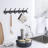 Wall Coat Hook, Coat Hook with 6 Hooks, Metal Hook Rack for Bedroom, Bathroom, Kitchen for Hanging Hat, Coat, Towel and Purse, Black