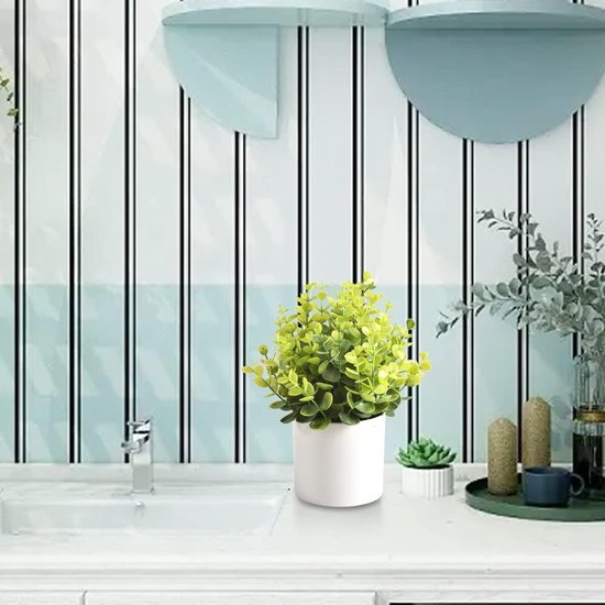 Kunstmatige Mini Eucalyptus Kunstmatige Plastic Plant met Pot voor Thuis Bureau Decoratie