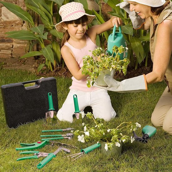 tuingereedschapset tuingereedschap, 10-delige roestvaste tuingereedschapset, tuincadeaus voor mannen, vrouwen of kinderen, tuinset met koffer, tuinaccessoireset van robuust roestvrij staal