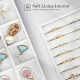 Sieradenbak-organizerset met 4 sieradenkommen, stapelbare sieradenlade-organizer, sieradeninzet sieradenopslag voor kettingen, armbanden, oorbellen, ringen, horloges - warm wit