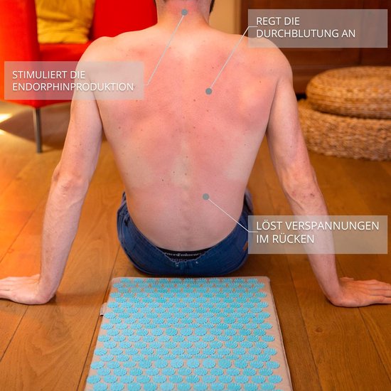 Acupressuurset – acupressuurmat, acupressuurkussen, tas, massagebal voor het verlichten van pijn in rug en nek – ischias – rugmassage, spierverlichting en herstel na inspanning groen-zwart