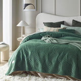 Sprei in donkergroen 200 x 220 cm Veelzijdige deken bedsprei of banksprei deken voor bed en bank quiltstijl Ideaal als sprei fluweel fluweel