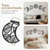 Wanddecoratie slaapkamer mood deco - boho wanddecoratie woonkamer maanfasen wanddecoratie set van 5 hout decoratie bruin