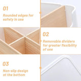 Desktop organizer, 5 vakken, houten tafelorganizer, desktop, stationery, opbergbox, kantoor, bureau, multifunctionele opbergdoos voor pennen, cosmetica, smartphones (wit)