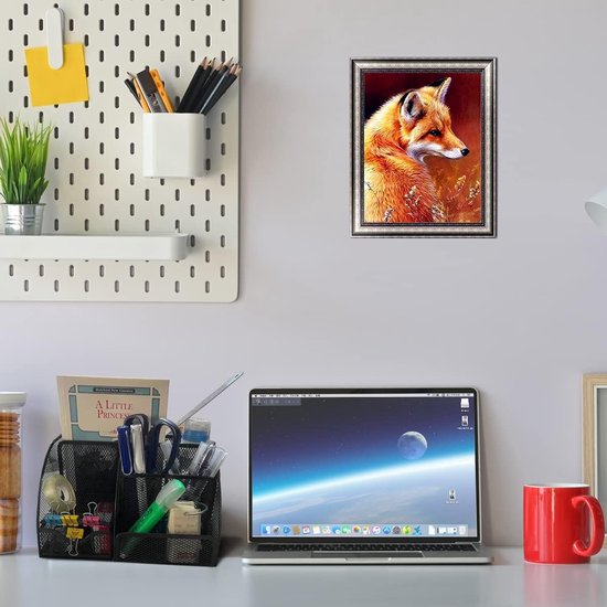 Bureau-organizer, gaas metalen kantoorplank met pennenhouders en lade, 6 sorteervakken voor pennen, pennenhouder, multifunctionele organisator (zwart)