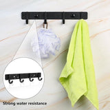 Kledinghaken, 2 stuks, haaklijst, garderobehaken met 4 haken, wandgarderobe, multifunctionele haken, zwart, voor garderobe, slaapkamer, kast, badkamer, keuken