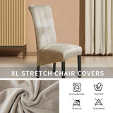 Stoelhoezen XL, set van 4, stretch, kantelbare stoelen, XL, voor eetkamerstoelen, elastaan, universele stoelhoes, grote eetkamerstoel hoezen voor stoel, eetkamer, hotel, banket, grijs champagne