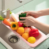 Strainer Basket Over the Sink, Sink Filter Tray, Multifunctional Kitchen Storage Shelf, Adjustable Sink Drain Shelf for Tableware, Fruit, Vegetables (Grey)