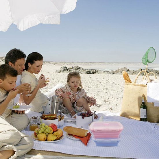 Set van 2 opvouwbare voedselbewaardozen met deksel, opvouwbare siliconen broodtrommel, BPA-vrij, opvouwbare voedselbewaarcontainers, siliconen opvouwbare container, voor kamperen, picknicken, wandelen, kantoor, keuken