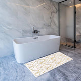 Badmat antislip wasbaar badmat, wit badkamertapijt, goud decoratief home tapijt luxe badkameraccessoires, zachte microvezel absorberend badmat voor badkamer badkuip, 60 x 120 cm