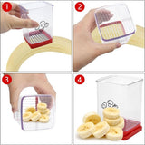 Fruitsnijder, mokkensnijder, fruitsnijder, fruitsnijder, aardbeiensnijder, beker, snijvanger, fruitsnijder, keukengadgets, must, have, groentesnijder, snelsnijder, met duwplaat