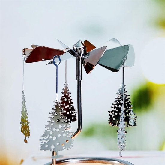 De draaibare kerstboomkaarsenhouder is gemaakt van roestvrij staal en het metalen oppervlak is behandeld met hoogwaardige galvanisatie