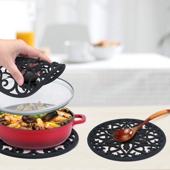 Onderzettermat, pakket van 3 siliconen onderzetters, siliconen multibloem, geïsoleerde antislip hotpads, gesneden waterdichte vaatwasmachinebestendige bekerisolatiemat voor potten, flessen