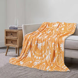 fleecedeken, 127 x 152 cm, zachte en warme knuffeldeken, pluizig, Boheems kreukbestendig winterdeken, bankdeken voor bank, bed, slaapkamer, woonkamer, kantoor - oranjebloesem