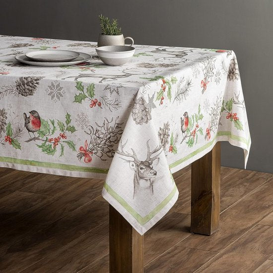 Tafelkleed van 100% katoen, voor keuken, diner, tafelblad, decoratie, feesten, bruiloften, Thanksgiving/Kerstmis (rechthoekig, 140 cm x 180 cm)