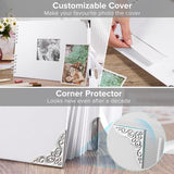 Fotoalbum 29,5 x 21 cm fotoalbum om zelf vorm te geven, wit fotoboek met 80 pagina's scrapbook, voor 160 foto's, inclusief 6 metallic kleurmarkers, gastenboek voor verjaardag en bruiloft (wit)