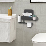 Black Toilet Paper Holder, No Drilling Toilet Paper Holder with Wet Wipes Box, Stainless Steel Paper Holder for Toilet and Bathroom Wall Mount