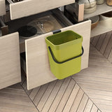Hangende vuilnisemmer, 5 l, keukenvuilnisemmer, afvalemmer met deksel, afvalbak om op te hangen, voor keuken, auto, badkamer, kantoor, slaapkamer, groen