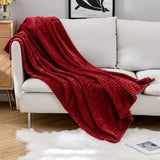 Cuddly Fleece Blanket, Flannel Blanket, Plain Blankets, Couch Blanket, Fluffy Throw, Microfibre Bedspread, Sofa Blanket for Bed, Sofa, Bedroom, Office, 65 x 82 Inches, 170 x 210 cm, Wine Red