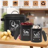 3-pack aardappelbewaardoos, veelzijdige aardappelpottenset met ventilatiesysteem houdt groenten langer vers, ideaal voor uienopslag en aardappelopslag (zwart)