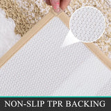 Badmat set van 3 ultra dik badtapijt met antislip bodem absorberende badkamermatten en voetstukmatset, gemakkelijk schoon te maken machinewasbaar toilettapijt (beige)