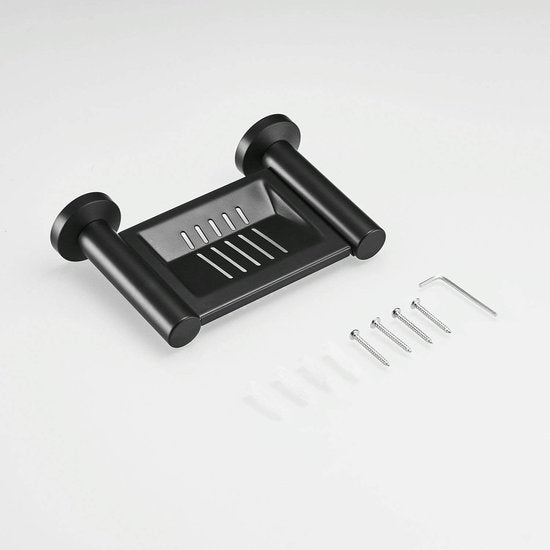 Zeepbakje Wandgemonteerde roestvrijstalen muur Badkamer Keuken Zwart Zeepbakje RVS Badkamer Muurhouder Mand Plank 12,4 cm