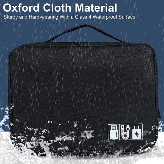 Kabeltas universele reiskabel organizer tas kubussen kabeltas, 2-laags waterdichte verstelbare kabelorganizer voor oplaadkabel mobiele telefoon, powerbank, USB-sticks, SD-kaarten