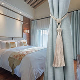 2 stuks gordijnhouders, embrasses, gordijnhouders, polyester, katoen, touw met kwastjes, decoratief raam, eenkleurige gordijnen, accessoires, beige