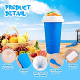 Slushy Mok, siliconen slushy maker beker met 2-in-1 rietje en lepel, slushy ijsbeker met reinigingsborstel, slushy maker cup voor de bereiding van verschillende dronken smoothies (blauw)