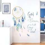 Dream Catcher Quotes Muurstickers Kleurrijke Veren Wall Art Slaapkamer Woonkamer Home Decor