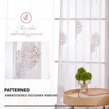 Gordijnen Transparant met Ringen, Doorschijnend Gordijnen Bladeren Roze+Wit Gordijnen voor Kinderen Kamer Slaapkamer, 140x290 cm (B x H), set van 2