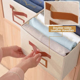 3 stuks stoffen opbergdozen, opvouwbare opbergkist, organizer met handvat, grote opbergmand, opbergdozen voor kledingkast, kleding, boeken en speelgoed (40 x 30 x 20 cm, beige)