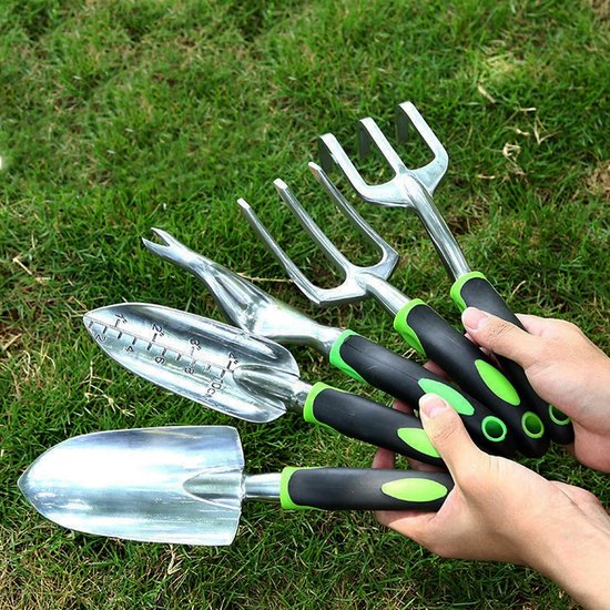 Tuingereedschapsset, 9-delige roestbestendige tuingereedschapsset met opbergtas, tuinset, handgereedschap, geschenkkit, hoogwaardig tuingereedschap, ideaal tuincadeau voor vrouwen en mannen