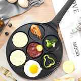 Pannenkoekenpan, 7 grappige kindermotieven, patroon, smiley, 26 cm, anti-aanbakpan voor pannenkoeken, pannenkoekenpan en eieren, zwart, kleur