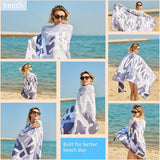 Grote strandhanddoek, microvezel handdoek, 180 x 90 cm, zandafstotend, sneldrogend, microvezel strandhanddoek, groot, voor strand/zwembadside/strandstoelen (zwemmergrijs)