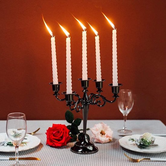 Candle Holder Set of 5 Arms 27 cm Height Taper Candle Decorative Diameter 2.2 cm Black