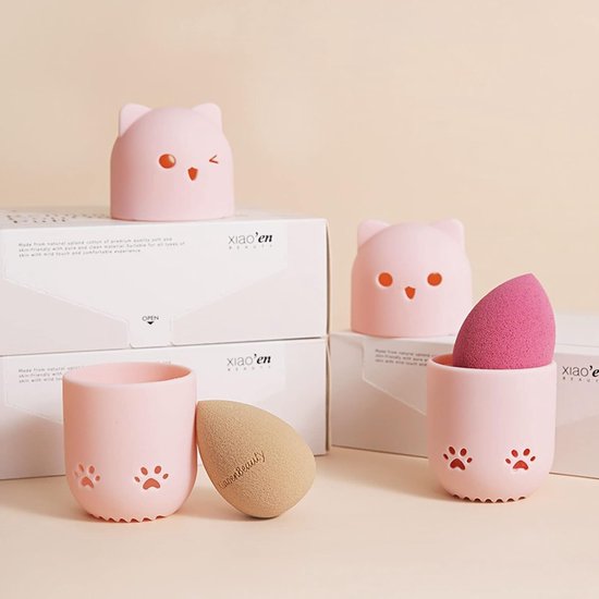 2 stuks Beauty Sponge Travel Case make-up sponshouder, make-up blender spons houder, wasbaar en herbruikbaar, geschikt voor thuis, uitstapjes, reizen enz