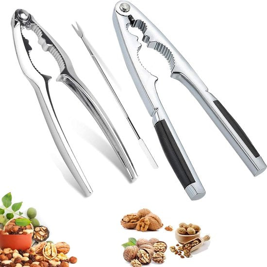 2 x notenkraker walnoten, notenkraker, hoogwaardige notenkraker, notenopener metaal, notenkraker van roestvrij staal, voor noten schaaldieren, notenkraker walnotenkraker
