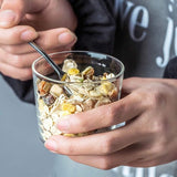 Glazen puddingschaal set van 4, dessertschaal met dekselset