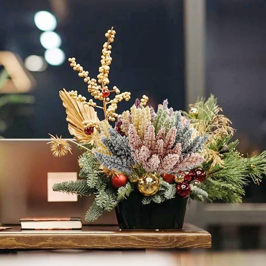 42 stuks kunstbloemen kerstdecoratie kunstbloemen gedroogde bloemen gypsophila gedroogde maïsbloemstrengen voor woninginrichting tafeldecoratie bloemstukken (zeven kleuren)