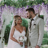 2 x 7 ft kunstmatige blauweregen wijnstok slinger nep bloem blauweregen slingers voor buiten binnen bruiloft muur badkamer decoratie (paars)